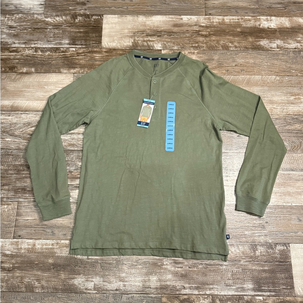 Gap Olive Long Sleeve Henley Shirt